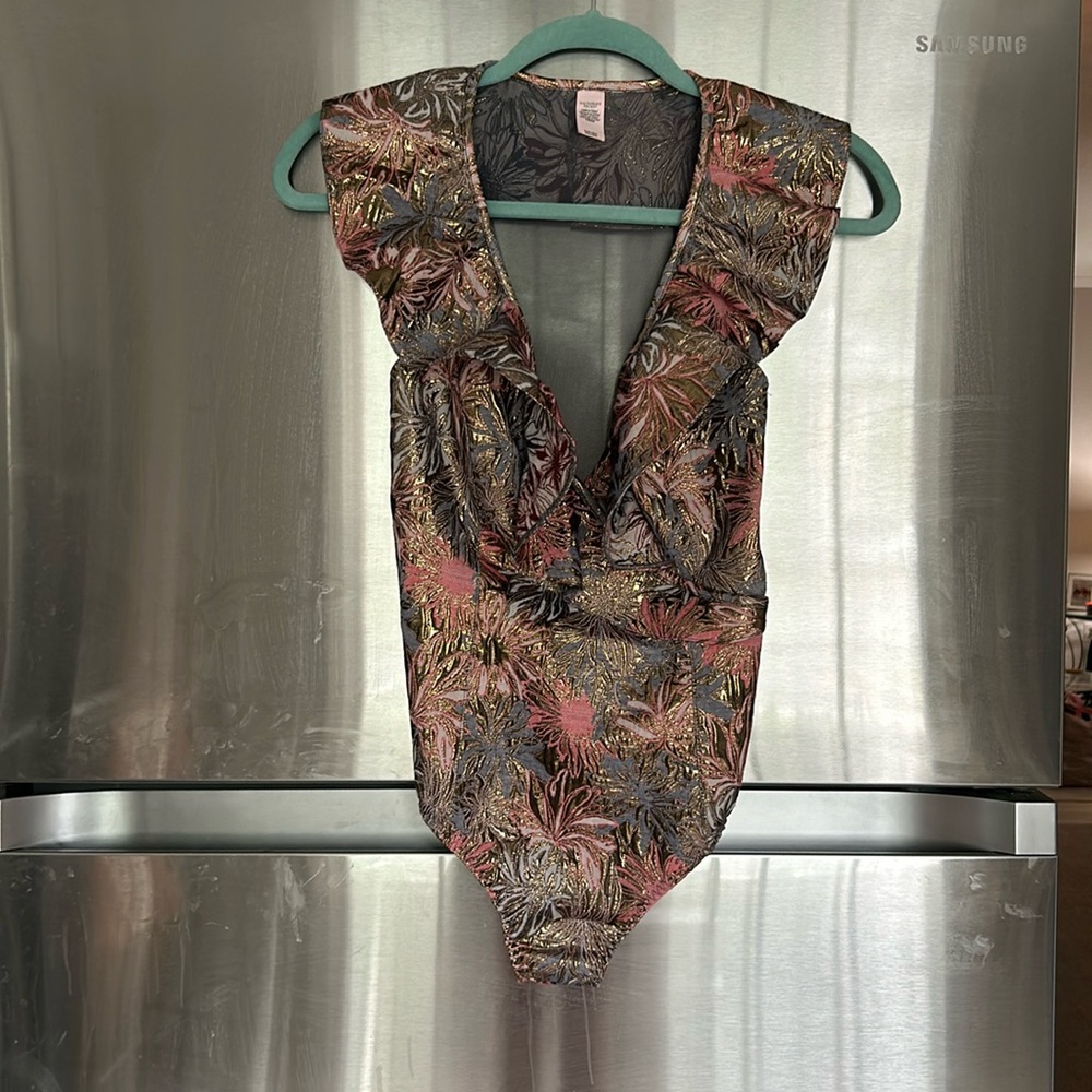 Victoria’s Secret Metallic Brocade Leotard.